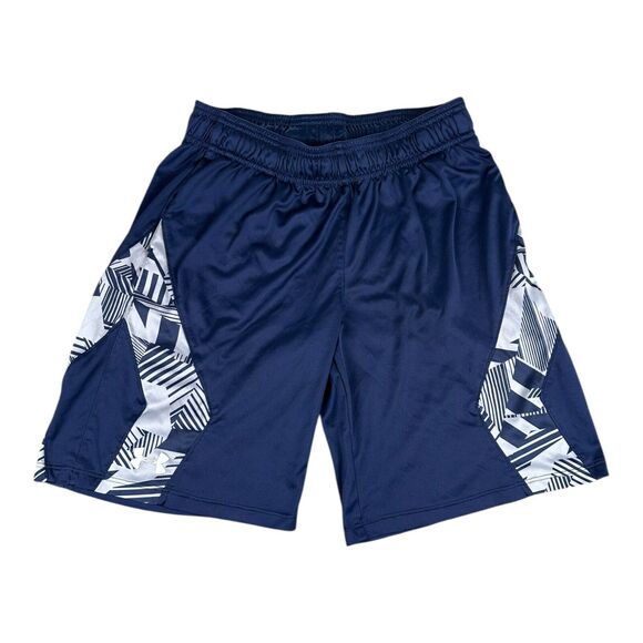 UNDER ARMOUR Heatgear Boys YLG Activewear Athletic Shorts Blue Gray Large - Picture 1 of 8